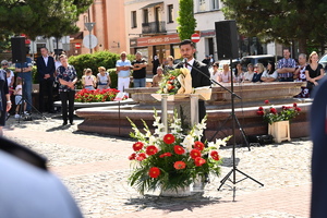 Starosta Olkuski w trakcie przemówienia.