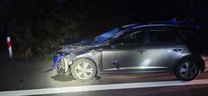 Auto po zderzeniu z łosiem.