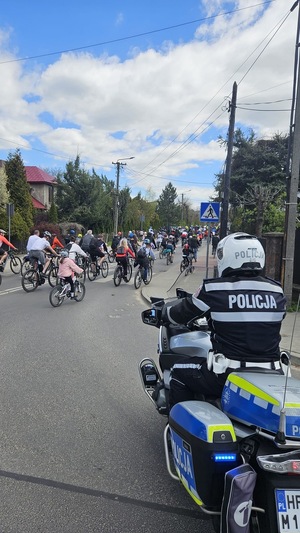 Funkcjonariusze podczas zabezpieczenia przejazdu.