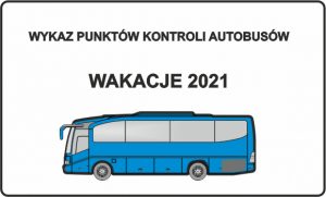 Plakat z autobusem wakacje 2021